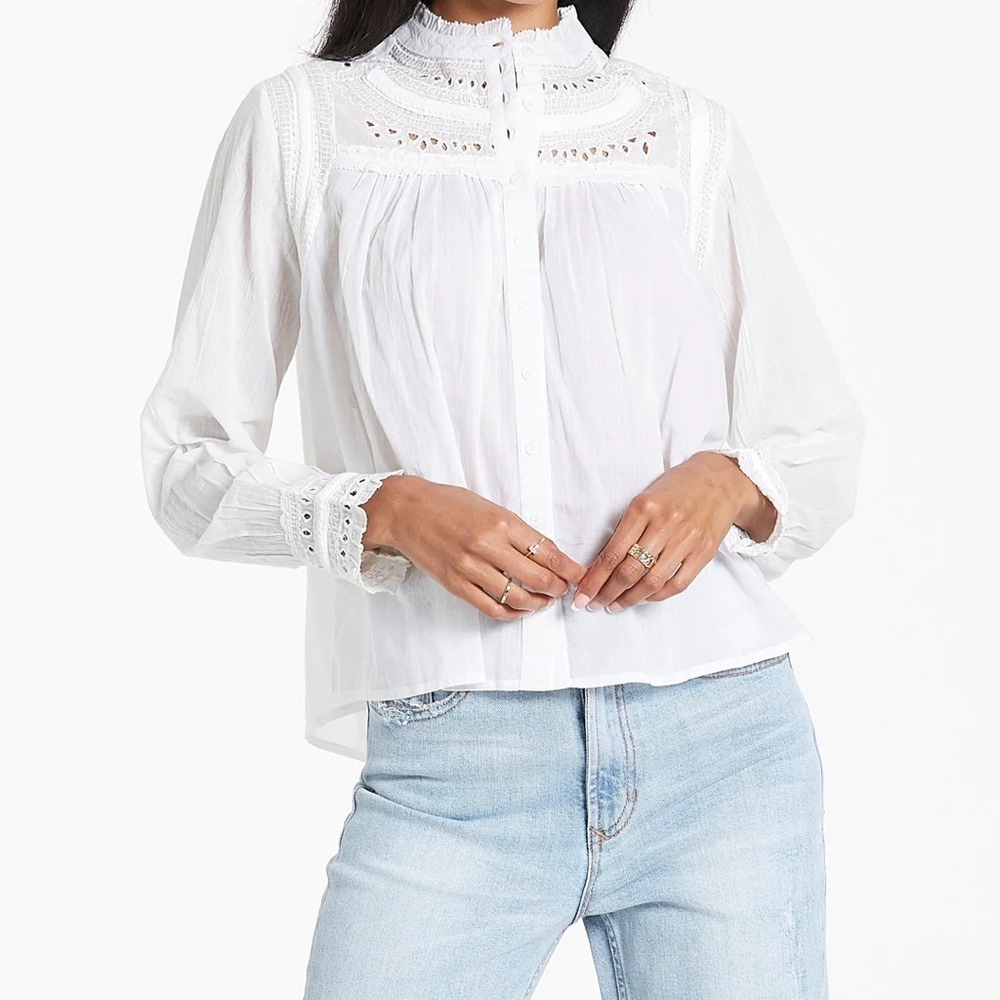 Dear John White Long sleeve cotton with sleeve detailing